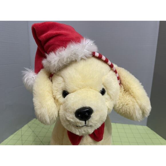 FAO Schwarz Yellow Lab Puppy Dog Plush 14" Santa Hat Labrador Stuffed Animal - Picture 8 of 8